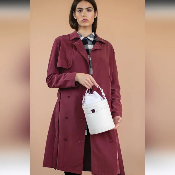 KESTAN Hawthorne Burgundy Trench coat. Size medium NWT - Picture 3 of 11